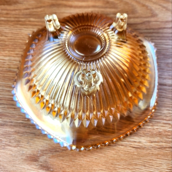 BEADED & FOOTED🧡VIntage Carnival Glass / Bowl🧡 - Picture 2 of 3
